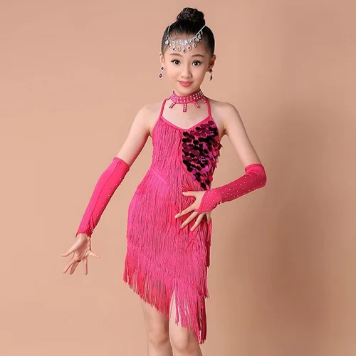 Vista 2 de Vestido de baile latino para niños, para fiesta de baile para bebés, disfraz de ballet para niños, vestido de baile para niñas