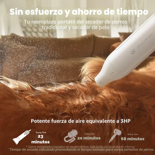 Vista 4 de Secador de pelo manual para perros Jellyfish - 0.55kg ligero, 2 velocidades, 4 temperaturas, secador de alta velocidad portátil para viajes y hogar