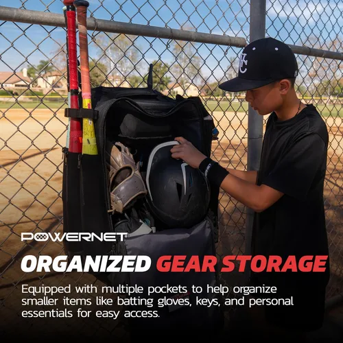Vista 7 de PowerNet Odyssey - Bolsa de softbol y béisbol, mochila con ruedas para equipo de béisbol, bolsa de murciélago con 4 mangas de murciélago