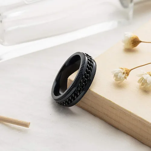 Vista 7 de yfstyle 4 anillos lisos para hombres, anillos de acero inoxidable para hombres, anillos de boda, anillos giratorios geniales para hombres, juego