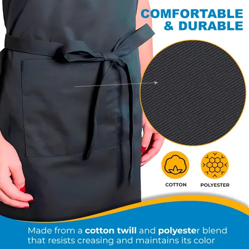 Vista 3 de Delantal personalizado para hombres y mujeres Añade tu nombre y texto Delantal bordado personalizado con babero ajustable y bolsillos delanteros