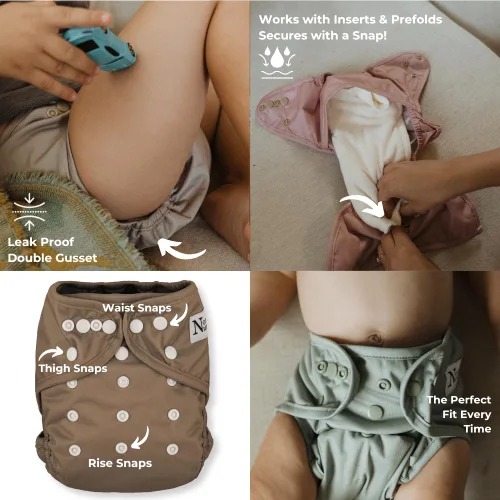 Vista 7 de Nora's Nursery Cubierta para Pañal de Tela, Cubierta Reutilizable con Cierre de Broches, Forro para Insertos Predoblados, Planos o Ajustados