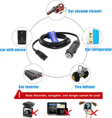 Vista 6 de Cable de extensión de encendedor de cigarrillos de 12 V CC, cable de alimentación para refrigerador de automóvil, cable de repuesto para caja