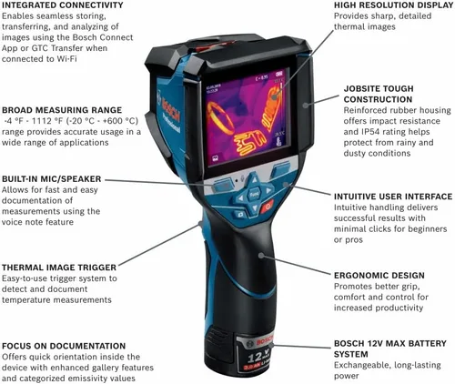 Vista 2 de Bosch GTC600C 12 V Max Cámara térmica conectada