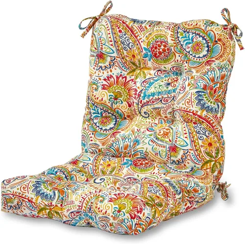 Vista 70 de Cojines para silla de exterior con bisagras, diseño de una sola pieza, cojín reversible para asiento y respaldo de patio con lazos, tela de Aloha