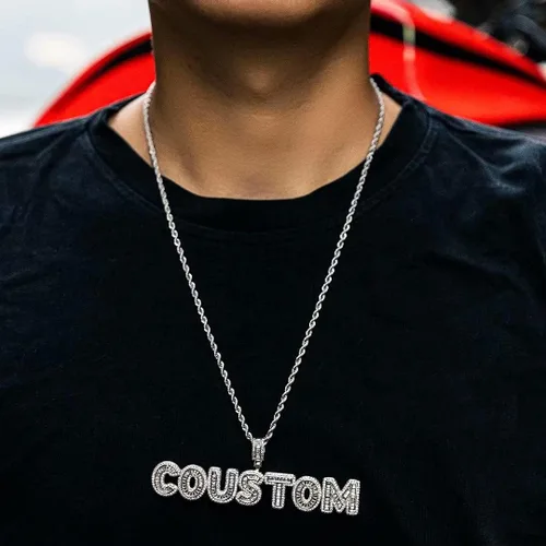 Vista 5 de HDMENC - Collar con nombre personalizable, colgante de letra grabada para hombres y mujeres, colgante de letra inicial con cadena, joyería dorada