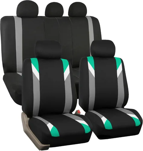 Vista 27 de FH Group Juego delantero de fundas de asientos de automóvil de tela para asientos de respaldo bajo con reposacabezas extraíble, ajuste universal