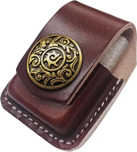 Vista 8 de Leather Lighter Case, Flip top Leather Lighter Pouch, Holder Case with Pocket Belt Loop,Handmade