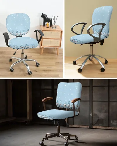 Vista 6 de Funda para silla de oficina de Navidad, funda elástica para asiento de silla de computadora, funda para respaldo, elástica, giratoria, cojín