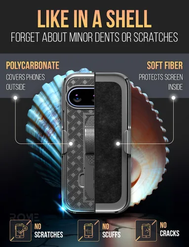 Vista 2 de Funda diseñada para Google Pixel 10/10 Pro con funda de clip para cinturón Negro