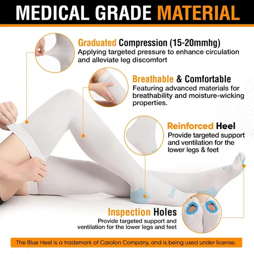 Vista 4 de Doc Miller TED Hose Medias altas hasta la rodilla Anti Embolismo para Mujeres y Hombres, Medias Quirúrgicas Estilo Hospital, Medias de Compresión