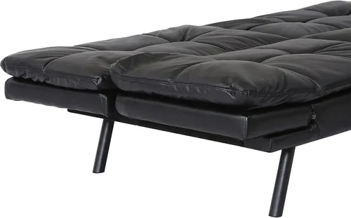 Vista 9 de Sofá cama futón, sofá cama convertible de espuma viscoelástica, moderno sofá cama plegable para espacio de vida pequeño y compacto (negro + PU#)