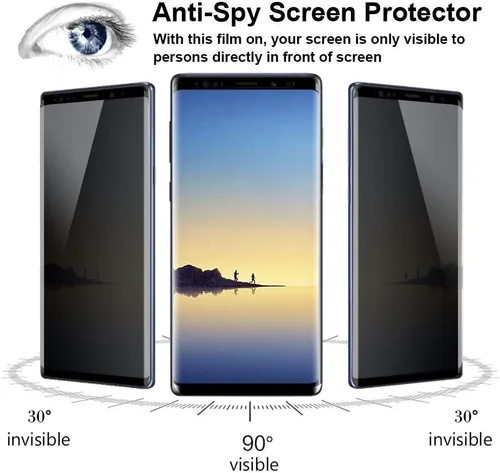 Vista 2 de AOKER - Protector de pantalla de privacidad para Galaxy Note 8 / Note 9, película de vidrio templado, borde curvado 3D, fácil de instalar, antiespía