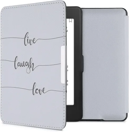 Vista 24 de kwmobile Funda compatible con Amazon Kindle PaperWhite - Funda para lector electrónico - Azul pez pequeño/azul claro/blanco
