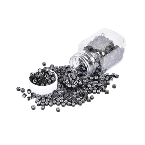Vista 4 de 1000 anillos de microeslabones de silicona de alta calidad, cuentas forradas de 0.197 in para extensiones de cabello con punta I