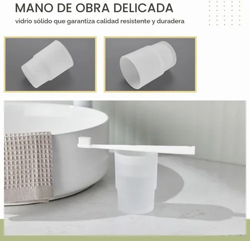 Vista 6 de Aomasi Taza de cristal del enjuague del baño para el lavabo del baño, taza Blanco esmerilado