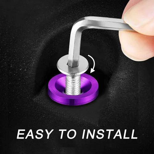 Vista 3 de TOMALL Juego de 20 tornillos de aluminio para guardabarros, arandela de parachoques de motor, accesorios de tornillos de perno M6 (morado)
