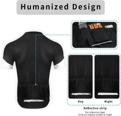 Vista 5 de CGLRbyO - Maillot de ciclismo de manga corta para hombre con bolsillos Negro03