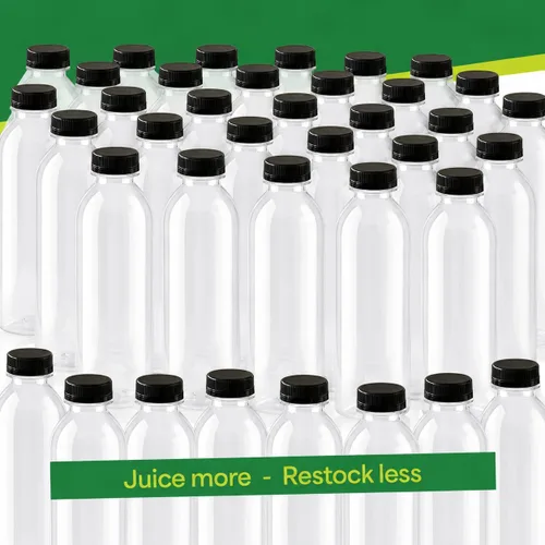 Vista 5 de EconoHome Paquete de 100 botellas redondas de jugo de 16 onzas, sin BPA