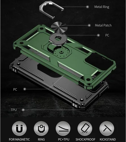 Vista 5 de Yiakeng Funda para Moto G Power 5G 2024 con protector de pantalla: [probada contra caídas de grado militar] Soporte de anillo a prueba de golpes