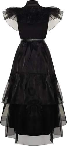 Vista 2 de Beita Wednesday Addams - Disfraz de niña para niños, disfraz de la familia Addams, vestido de fiesta para Halloween