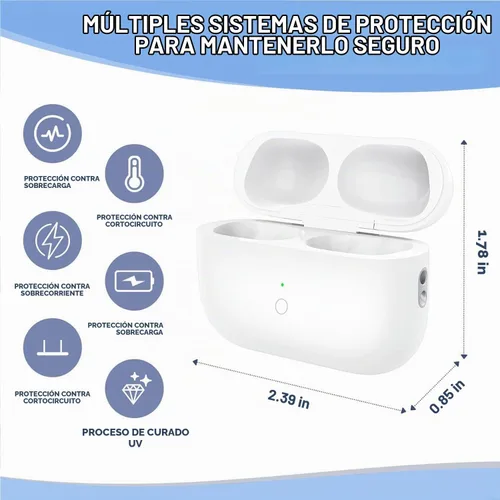 Vista 5 de Funda de carga USB-C para AirPods Pro y Pro2, compatible con AirPod Pro y Pro2 de repuesto, batería integrada de 450 mAh con botón de sincronización