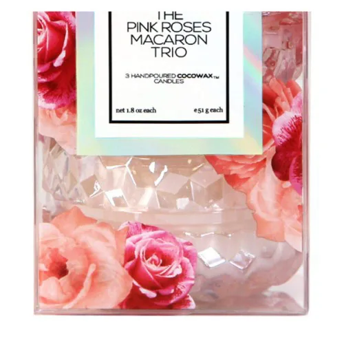 Vista 3 de Voluspa Roses Macaron Trio Set de regalo, 1.8 onzas cada uno
