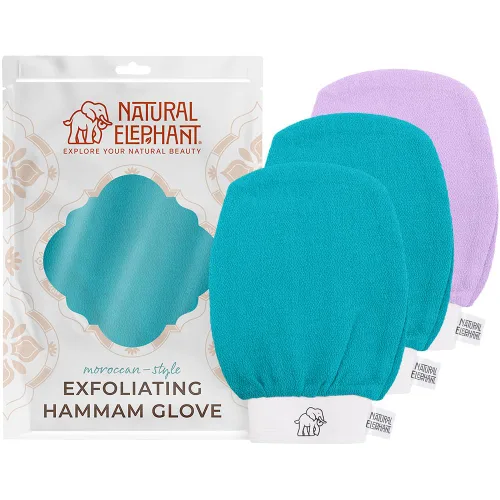 Vista 16 de Natural Elephant Guantes exfoliantes para hammam (2 negros y 1 marrón (paquete de 3))