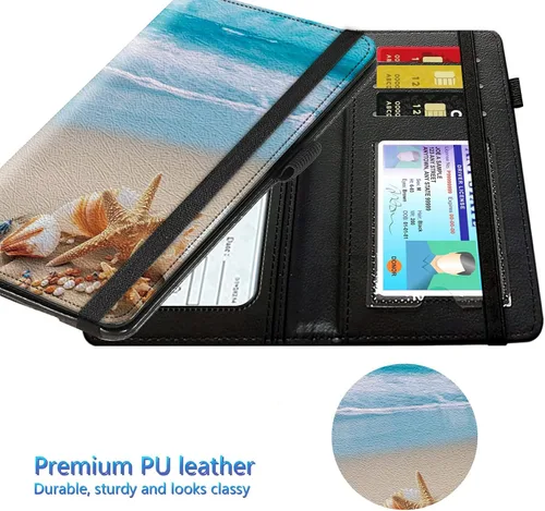 Vista 111 de Funda para chequera para hombres y mujeres, cartera de cuero RFID con ranuras para tarjetas de crédito, soporte de cheques duplicados personales