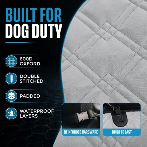 Vista 6 de Bulldogology - Funda de asiento de automóvil para perro, impermeable, resistente, hamaca para perro de banco, protector de asiento trasero contra