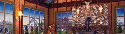 Vista 6 de Ceaco - Rustic Lodge - Cozy Fire - Rompecabezas de 1000 piezas, 27 x 20