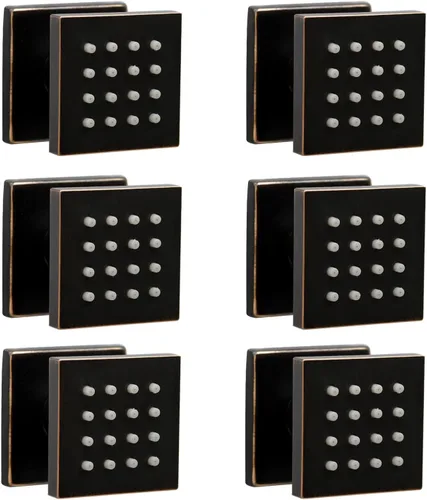 Vista 14 de HOMEDEC Cabezal de ducha redondo de latón de 2 pulgadas, para masaje, spa, soporte de pared, 4 piezas, negro mate