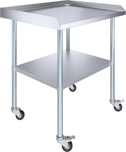 Vista 9 de AmGood Mesa de trabajo comercial con protector contra salpicaduras y salpicaduras laterales con ruedas