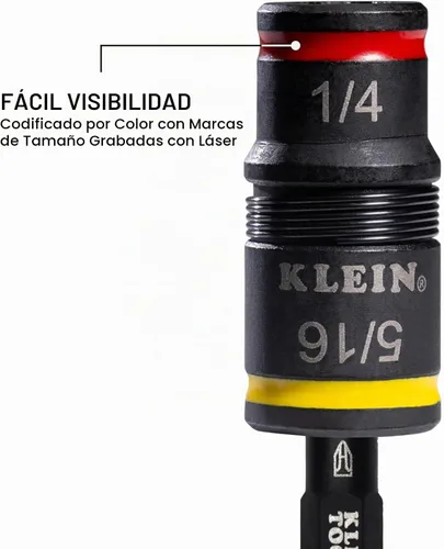 Vista 3 de Klein Tools 32931 Juego de llaves de impacto SAE 3 en 1, 1 enchufe abatible con tamaños de destornillador de tuerca de 1/4 y 5/16 y soporte