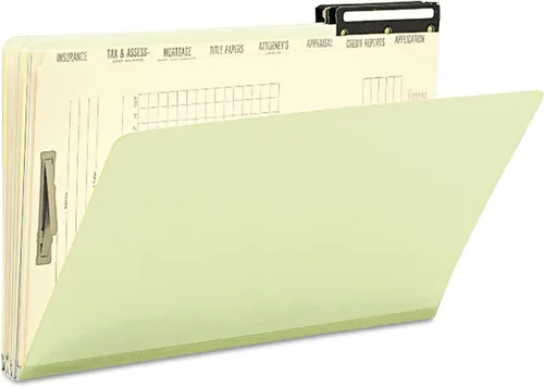 Vista 2 de Smead Pressboard Carpeta de archivo de hipoteca, 2/5-corte derecho posición plana pestaña de metal, 14-3/4"W x 10"H, altura guía, legal