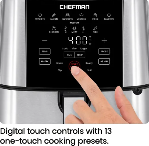 Vista 4 de Chefman Freidora de aire, TurboFry, 4.7 litros, acero inoxidable
