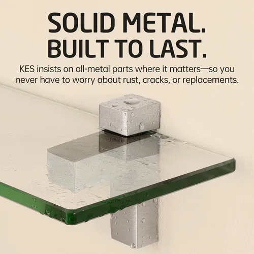 Vista 7 de KES BGS3201S40-2 - Estante de cristal de pared para baño, estante de 16 pulgadas montado en la pared, acabado de níquel cepillado, BGS3201S40-2