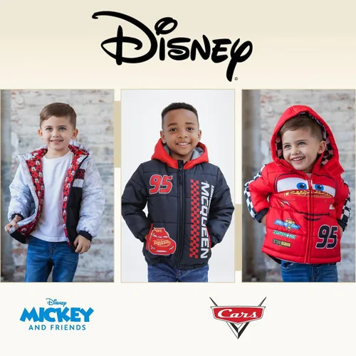 Vista 5 de Disney Abrigo acolchado con capucha y cremallera para niños pequeños