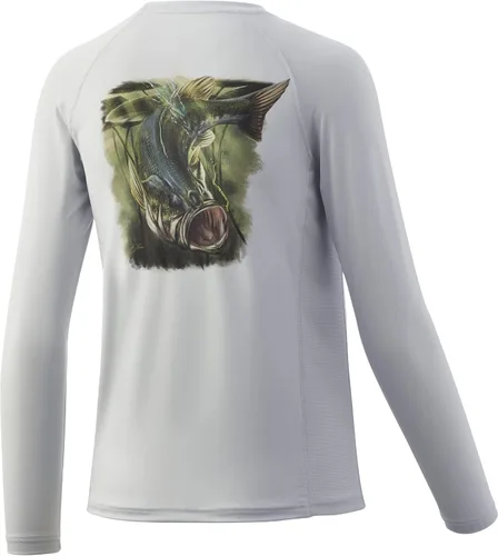 Vista 45 de HUK Camisa unisex de camuflaje Pursuit para niños Camisa de manga larga para niños Sotavento de roble musgoso