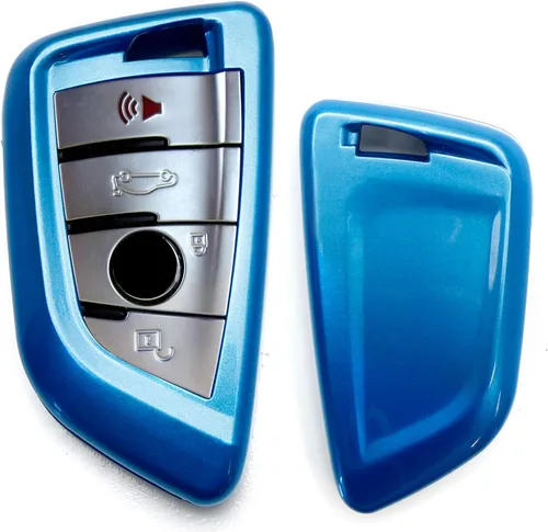 Vista 11 de iJDMTOY Exact Fit - Carcasa para llavero inteligente con diseño de fibra de carbono metálica brillante compatible con BMW X1 X4 X5 X6, serie 5