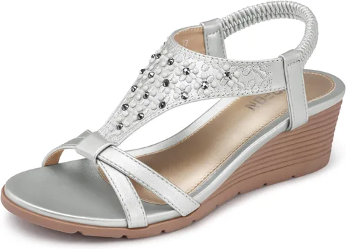 Vista 19 de TEMOFON Sandalias de plataforma elegantes de verano con tacón bajo para 25-albaricoque