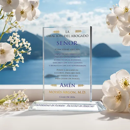 Vista 2 de Oración de abogado placa personalizada de graduación de la escuela de derecho cristiana, regalo de abogado personalizado para hijo, hija, novio