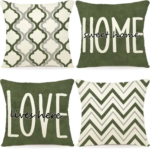 Vista 17 de YCOLL Juego de 4 fundas de almohada de estilo rústico 16x16 Fundas decorativas de almohada de lino para sofá, cama, dormitorio, decoración del hogar