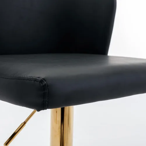 Vista 6 de LKTART Juego de 2 taburetes de bar giratorios de altura de asiento ajustable, modernos tapizados de poliuretano con base cromada, con respaldo