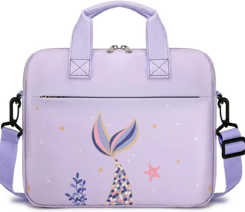 Vista 8 de JIANYA Bolsa de transporte para tableta para niños con correa para el hombro, 10-12.5 pulgadas, mármol cian