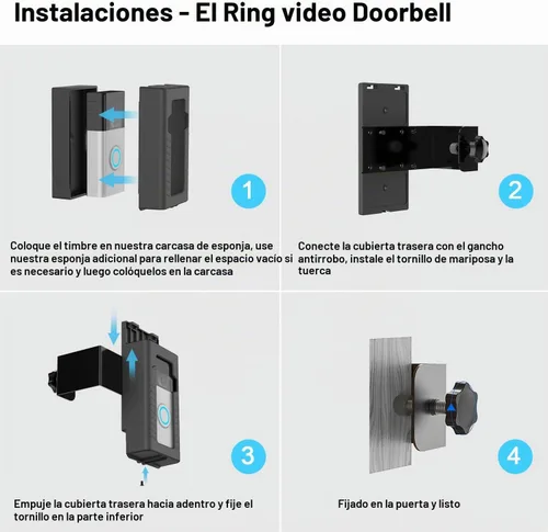 Vista 6 de Soporte antirrobo sin taladro para timbre de video Ring 4/3 Plus/3/2/1