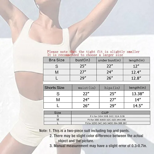 Vista 5 de TWFRHC - Conjuntos de entrenamiento para mujer con tirantes acanalados, 2 piezas, sin costuras, cintura alta, para gimnasio, pantalones cortos