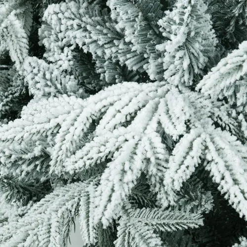 Vista 4 de Árbol de Navidad nevado flocado, árbol artificial blanco de 7 pies con 1100 ramas de PVC ecológicas, ideal para decorar el hogar, oficina, tiendas