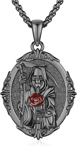 Vista 55 de Collar de amuleto de medalla de San Patrono de plata/oro de 14 39A-St Peregrino-Plata