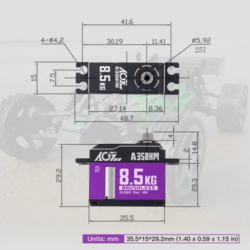 Vista 5 de AGFRC Motor servo RC sin escobillas de 18.7 lbs HV para 1/12 1/10 RC Car